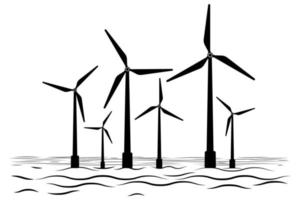 Marine wind generator energy icon. Offshore Wind Turbines symbol vector