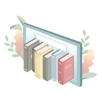 online library in a tablet, e-book vector