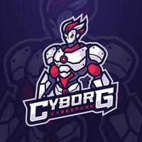 Futuristic cyborg robot mascot character Logo for e-sports tournament or gaming team vector