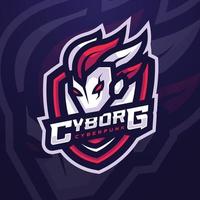 futurista cyborg robot mascota personaje logo para e-sports torneo o juego de azar equipo vector