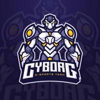 futurista cyborg robot mascota personaje logo para e-sports torneo o juego de azar equipo vector