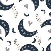 Seamless pattern Boho crescent moon in the children is room vector