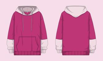 Pink Female Hoodie Sweatshirt with Long Sleeve. Vector illustration