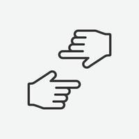Left and right arrow finger icon, hand pointer vector. Click, select, press icon. finger press, finger click, hand click, thumb, button click symbol vector illustration isolated for web and mobile app