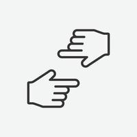 Left and right arrow finger icon, hand pointer vector. Click, select, press icon. finger press, finger click, hand click, thumb, button click symbol vector illustration isolated for web and mobile app