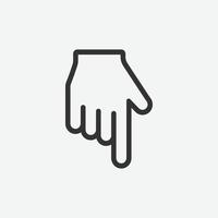 Down finger icon, hand pointer vector. Click, select, press icon. finger press, finger click, hand click, thumb, button click symbol vector illustration isolated for web and mobile app