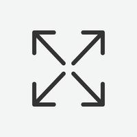 Expand vector icon. Black expand icon. Arrow, size linear icon, vector illustration.