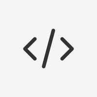 Embed vector icon. Black script icon. Programming, coding linear icon, vector illustration.