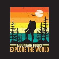 aventuras excursionismo t- camisa diseño vector