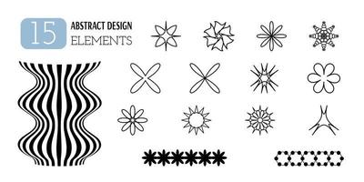 conjunto de vector resumen geométrico formas estética de y2k. de moda minimalista diseño elementos, patrones, futurista cifras, 3d objetos.