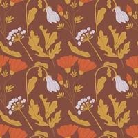 Vector seamless floral pattern. Endless ornament with flowers in retro style.