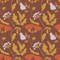 Vector seamless floral pattern. Endless ornament with flowers in retro style.