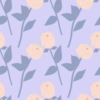 Seamless vector pattern with abstract roses. Delicate endless floral ornament in pastel colors.