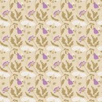 Seamless vector pattern with flowers. Botanical endless ornament in retro colors.