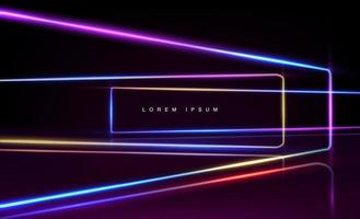 Neon border or frame. Light sign. Abstract neon background vector for signboard or billboard. Geometric light outline shapes or laser shining lines. vector illustration