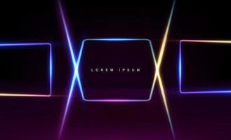Neon border or frame. Light sign. Abstract neon background vector for signboard or billboard. Geometric light outline shapes or laser shining lines. vector illustration