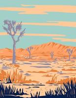 Joshua Tree National Park in Mojave Desert California During Summer WPA Poster Art vector