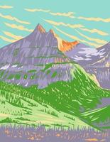 Glacier National Park During Spring in Montana WPA Poster Art vector
