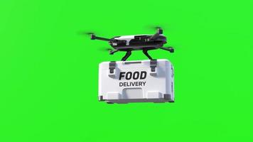 Food delivery drone, Autonomous delivery robot on green screen video