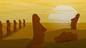 vivid landscape with stone idols vector