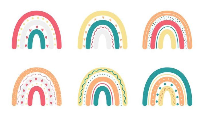 set of doodle rainbows