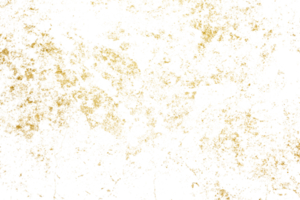 Gold splashes Texture. Grunge golden background pattern of cracks, scuffs, chips, stains, ink spots, lines on transparent background PNG file