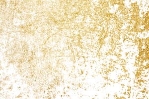 Gold splashes Texture. Grunge golden background pattern of cracks, scuffs, chips, stains, ink spots, lines on transparent background PNG file