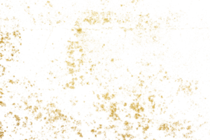 Gold splashes Texture. Grunge golden background pattern of cracks, scuffs, chips, stains, ink spots, lines on transparent background PNG file