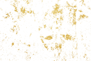 Gold splashes Texture. Grunge golden background pattern of cracks, scuffs, chips, stains, ink spots, lines on transparent background PNG file