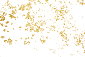 Gold splashes Texture. Grunge golden background pattern of cracks, scuffs, chips, stains, ink spots, lines on transparent background PNG file