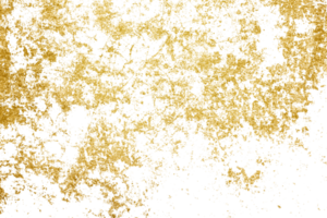 Gold splashes Texture. Grunge golden background pattern of cracks, scuffs, chips, stains, ink spots, lines on transparent background PNG file