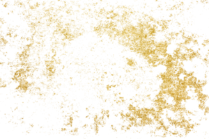 Gold splashes Texture. Grunge golden background pattern of cracks, scuffs, chips, stains, ink spots, lines on transparent background PNG file