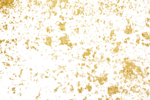 Gold splashes Texture. Grunge golden background pattern of cracks, scuffs, chips, stains, ink spots, lines on transparent background PNG file