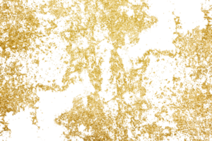 Gold splashes Texture. Grunge golden background pattern of cracks, scuffs, chips, stains, ink spots, lines on transparent background PNG file