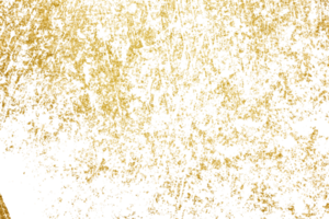 Gold splashes Texture. Grunge golden background pattern of cracks, scuffs, chips, stains, ink spots, lines on transparent background PNG file