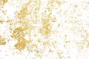 Gold splashes Texture. Grunge golden background pattern of cracks, scuffs, chips, stains, ink spots, lines on transparent background PNG file