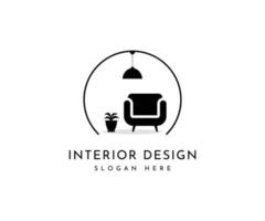 Interior minimalist room. Minimalist furniture logo design style vector