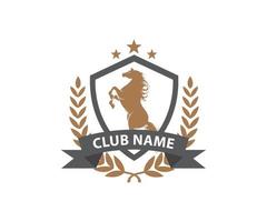 Horse Crest with laurel wreath Badge logo design vector