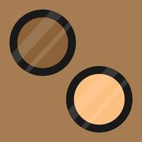 Single eye shadow brown tone in round shape, packaging open in top view vector