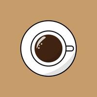 cup of coffee with foam. Minimalistic cup of latte. Cappuccino, view from above. Top View. Minimal Design Poster flat vector illustration.