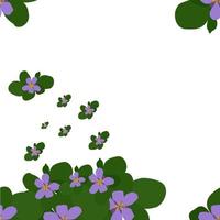 purple flower pattern green leaf background vector