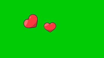 contento corazón animado vídeo verde pantalla