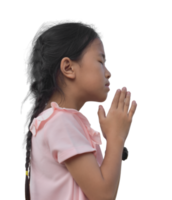niño niña Orando manos para orar a Dios aislado en transparente antecedentes png archivo