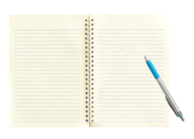 papel cuaderno y bolígrafo aislado en transparente antecedentes png archivo