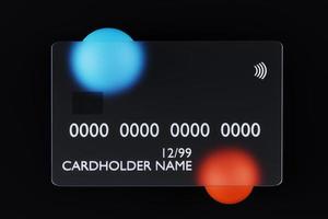 3d render of transparent glass credit card on dark background photo