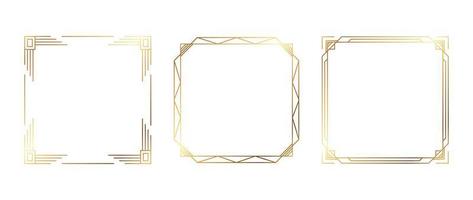 Set of luxury geometric golden frame vector. Gradient gold art deco, antique, vintage style, symmetric decorative border line shape. Elegant design illustration for card, decoration, poster, banner. vector