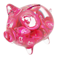 Chiliz CHZ Clear Glass piggy bank with decreasing piles of crypto coins png
