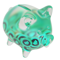 Compound COMP Clear Glass piggy bank with decreasing piles of crypto coins png