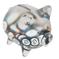 confusion CFX clair verre porcin banque avec décroissant piles de crypto pièces de monnaie png