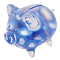 Flux FLUX Clear Glass piggy bank with decreasing piles of crypto coins png